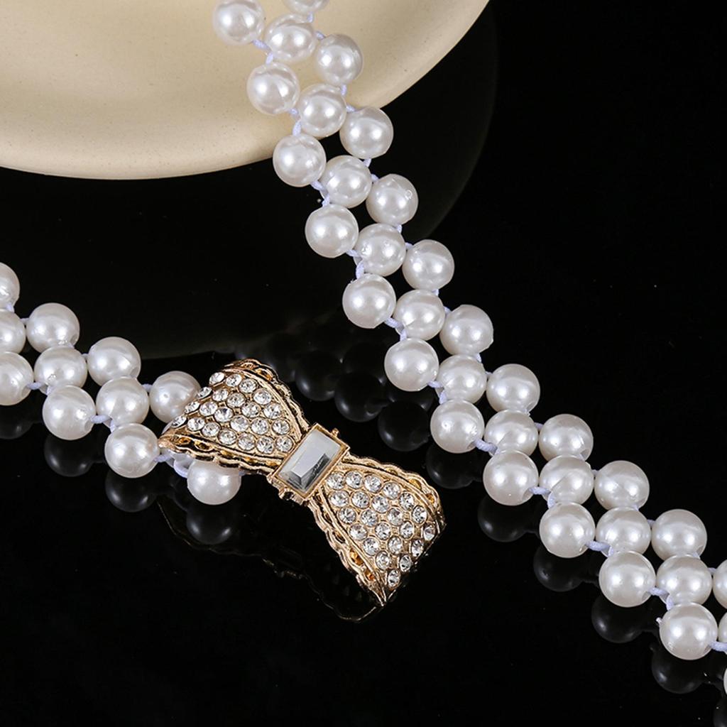 "Korean Style Rhinestone Pearl Waist Chain for Women – Fashionable, Sweet, Elastic Belt"