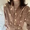 Winter Pajamas Women's Cute Plush Thick Zipper Warm Home Clothes Set