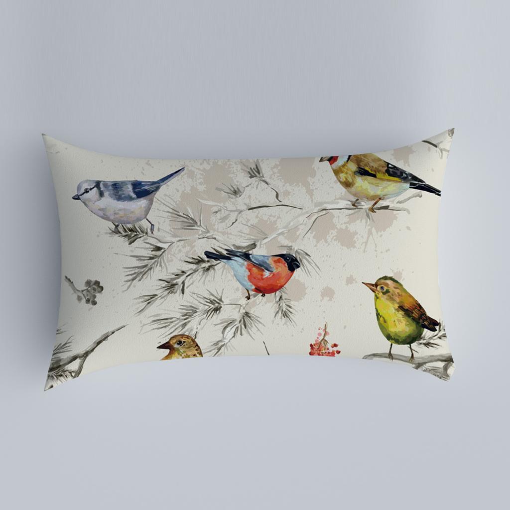 Bedroom Living Room Sofa Home Pillowcase Car Back Pillowcase Chinese Pillowcase Flower and Bird Pattern Cushion Cover