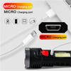 Super Bright LED Torch Flashlight Four Lighting Modes USB Rechargeable + Battery