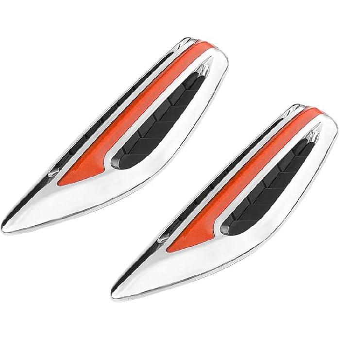 SEADEAR 1 пара боковых вентиляционных отверстий для крыльев автомобиля, хромированные боковые вентиляционные отверстия для крыльев автомобиля, декоративные наклейки на впускные отверстия для воздуха автомобиля