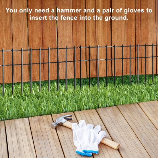 5 st Djurstängsel Utan Grävning Järn Trädgårdsstängsel Rostsäkert Metallstängsel Kant för Kaniner Och Hundar Markförsvar Utomhus Gård Uteplats Skydd