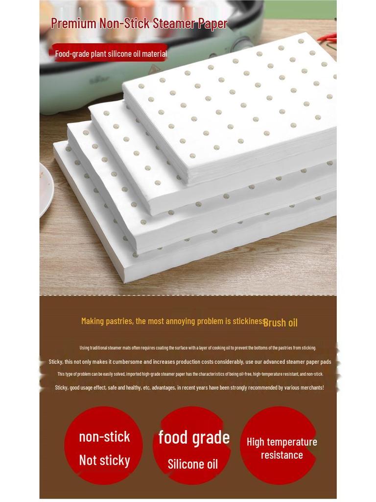 Rectangular Disposable Steamer Tray Paper Pads for Commercial Use