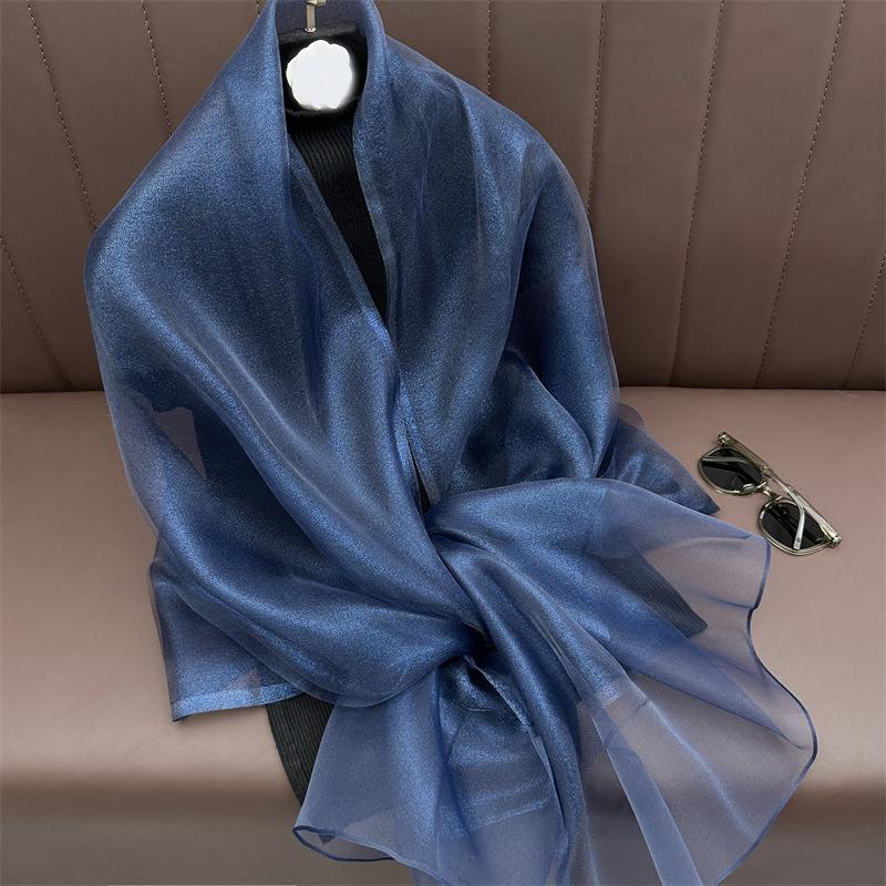 Silk Wool Scarf for Women Solid Scarves Shawls Wraps Pashmina Hijab Foulard Femme Beach Stoles Bandana Luxury Brand Poncho