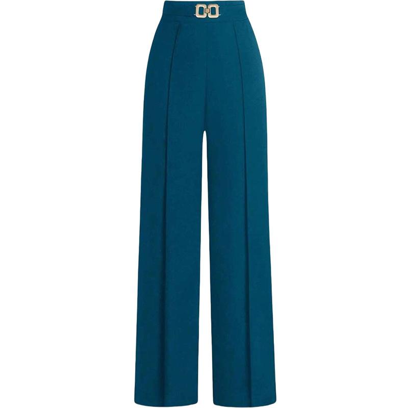 Women's High Waist Wide Leg Pants with Drawstring Waist and Pleats Multi Colors