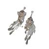 Tiger Eye Teardrop Zircon Earrings: Retro Court Style, High-End Luxury Studs for Women