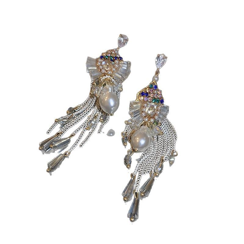 Tiger Eye Teardrop Zircon Earrings: Retro Court Style, High-End Luxury Studs for Women