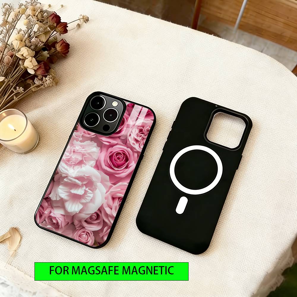 Flower  Phone Case For iPhone17,16,15,14,13,12,11 Plus,Pro Magnetic For Magsafe Wireless Charging