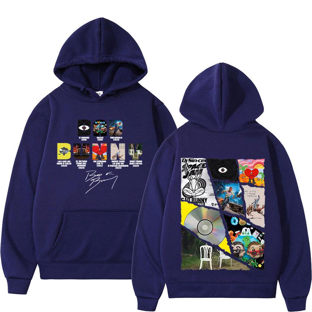 Rapper Bad Bunny Obal hudobného albumu Grafická mikina s kapucňou Hip-hop Muž Žena Pohodlná mikina Voľná Ležérna Unisex Mikiny