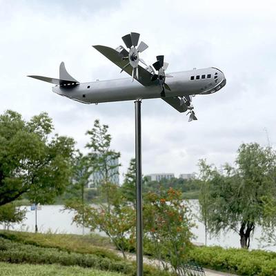 Ornament Giruetă de Vânt Cadou de Casă Nouă Moară de Vânt Robustă în Formă de Aeronavă Sculptură Avion pentru Grădină