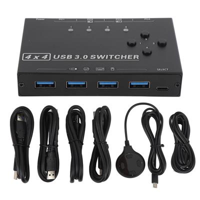 USB3.0 Switch 5Gbps Speed 4 Port Computers Keyboard Mouse Switch for Home and Work
