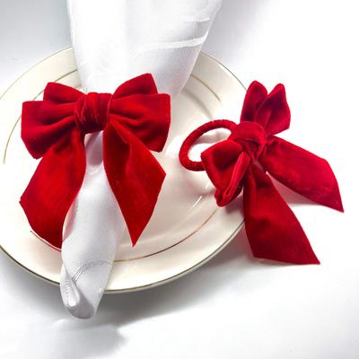 Velvet Bow Napkin Ring Reusable Bowknot Napkin Holder Holiday Table Napkin Ring for Birthday Wedding Party Anniversary Dinner Table Decoration