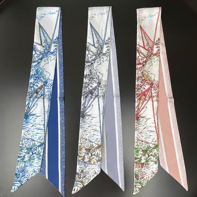 2024 Neues Design Tarot Seidenschal Damen Luxusmarken Schal Haar Skinny Taschentücher Mode Foulard Halstuch Stirnband für Dame