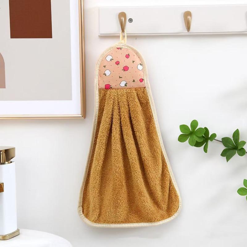 1Pc Kitchen Hand Towel Hanging Type Super Absorbent Coral Fleece Bathroom Enlarged Thickened Hand Towel Rag Dishcloth
