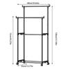 Double Clothes Rack Metal Heavy Duty Clothing Rack Rolling Closet Organizers And Storage Multi-Functional Wardrobe Space Saver