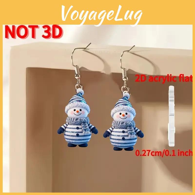 Festive Snowman Acrylic Jewelry With Printed Design For Holiday Gift Giving