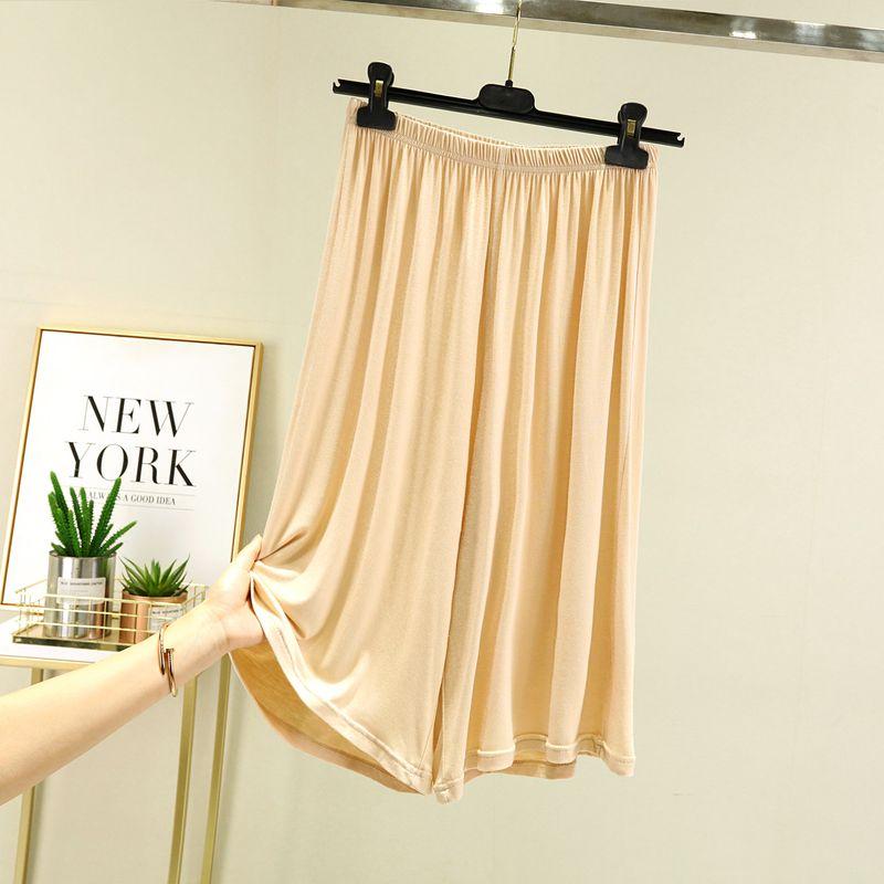 

Modal Culottes Women s Summer Baggy Pajama Pants Plus Size Pure Color Shorts Outwear High Waist Five Or Seven Separated Home Shorts Skin color Long M (recommended 40.00 kg-60.00 kg