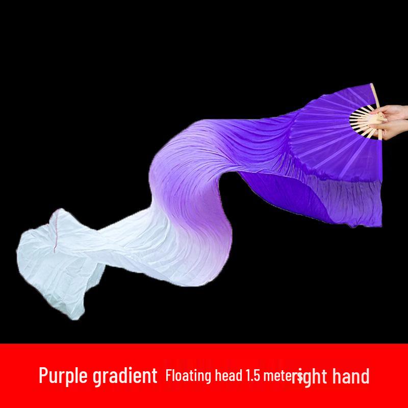 Oboustranný dlouhý hedvábný taneční vějíř se stuhami pro vystoupení Yangko a tance na náměstí