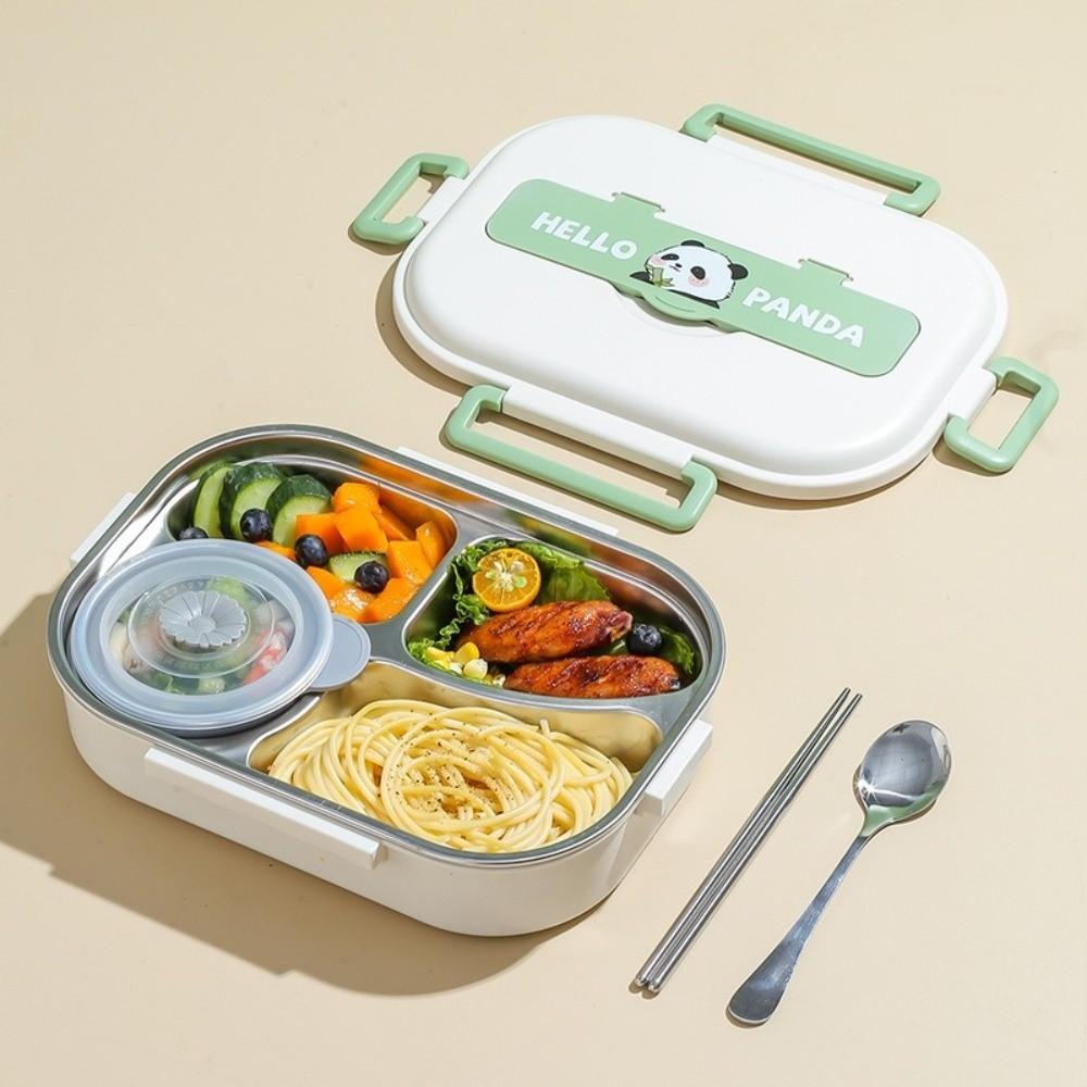 Portable Sealed Food Container Cartoon 4 Grids Lunch Box Durable Food Storage Box  Office Meal