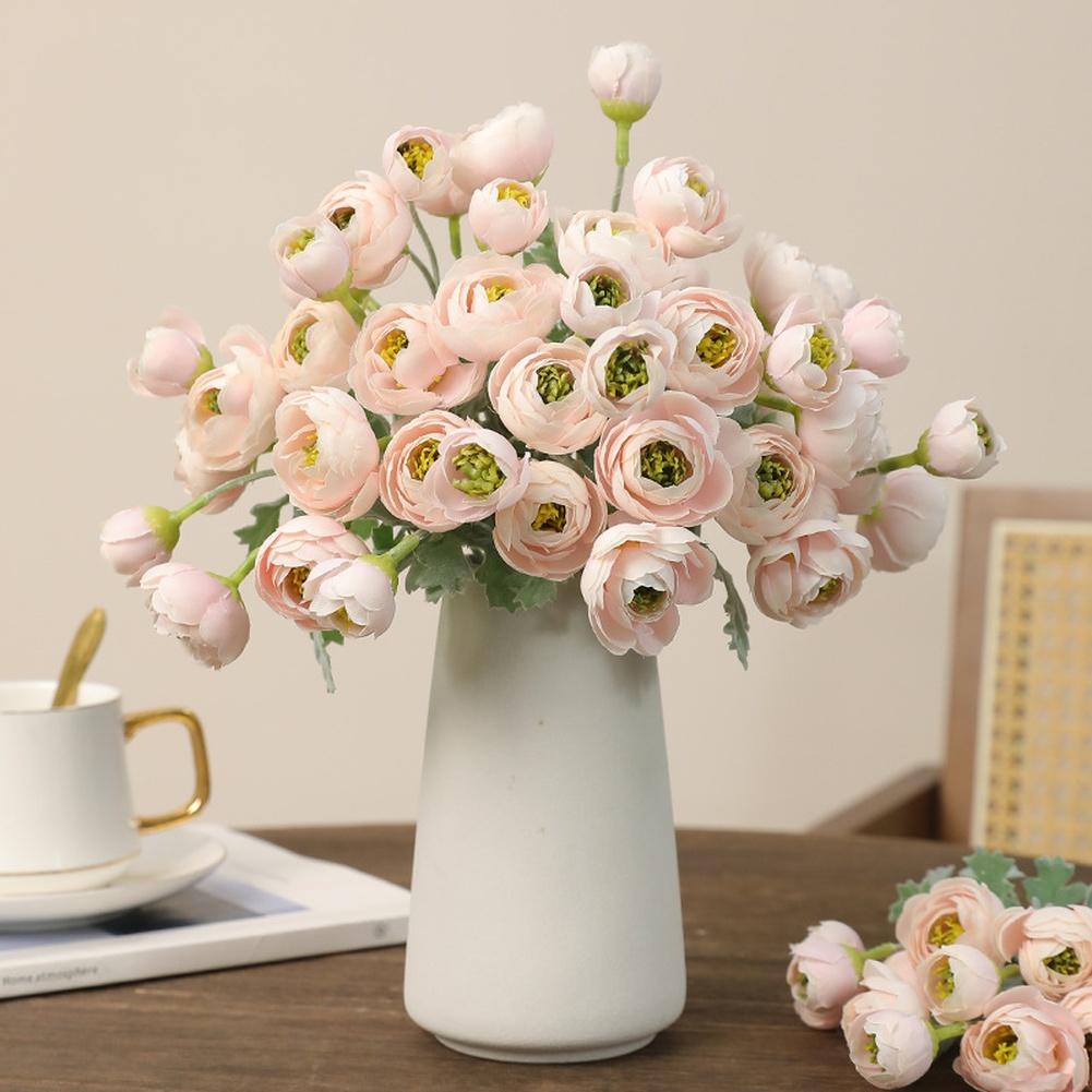 Artificial Camellia Flocked Camellia Silk Camellia Flowers Adjustable Wire Stems