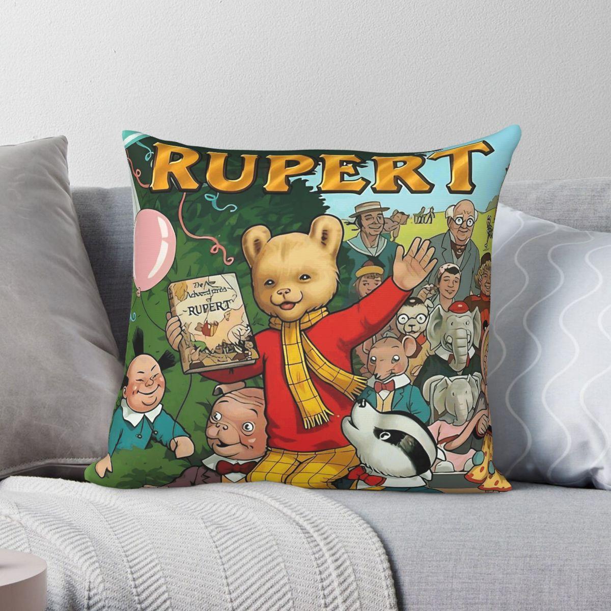 Exquisite Ornaments Unisex Rupert Bear And Friends Square Pillowcase Polyester Linen Velvet Printed Zip Decorative Pillow Case Sofa Cushion Cover 45X45