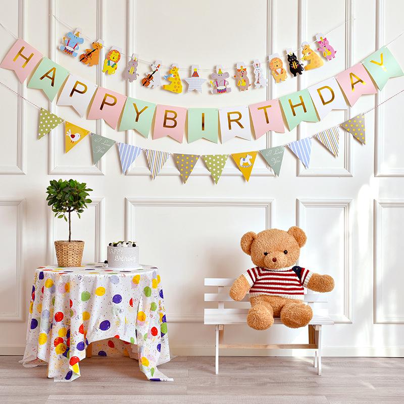 Alles Gute zum Geburtstag Girlande für Mädchen - Partybanner mit Blumendekorationen
