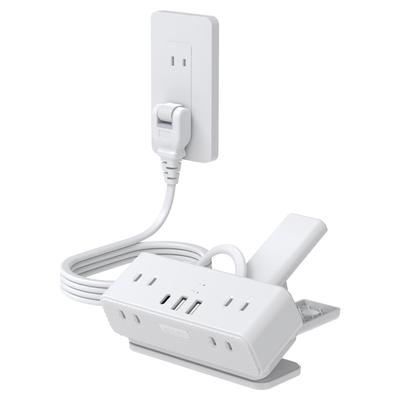 Mscien 2m Steckdosenleiste Clip Verlängerungskabel mit USB, 1 USB-C, 2 USB-A und 6 AC-Steckdosen, Clip-on USB-Steckdose, Tischsteckdose, Oktopus-Arm Steckdose, Verzweigend