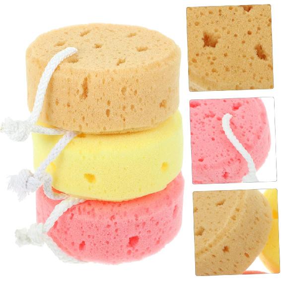 FRCOLOR 3Pcs Bath Sponge Scrubbers Bath Foam Shower Cleansing Exfoliating Scrubber Kids and Adults Soft Skin-Friendly Loofah Back Bathroom Honeycomb