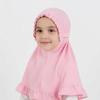 Breathable Girls Neck Shawl Crinkles Texture Solid Color Girls Muslim Hijab Soft Stretch Children Islamic Headscarf