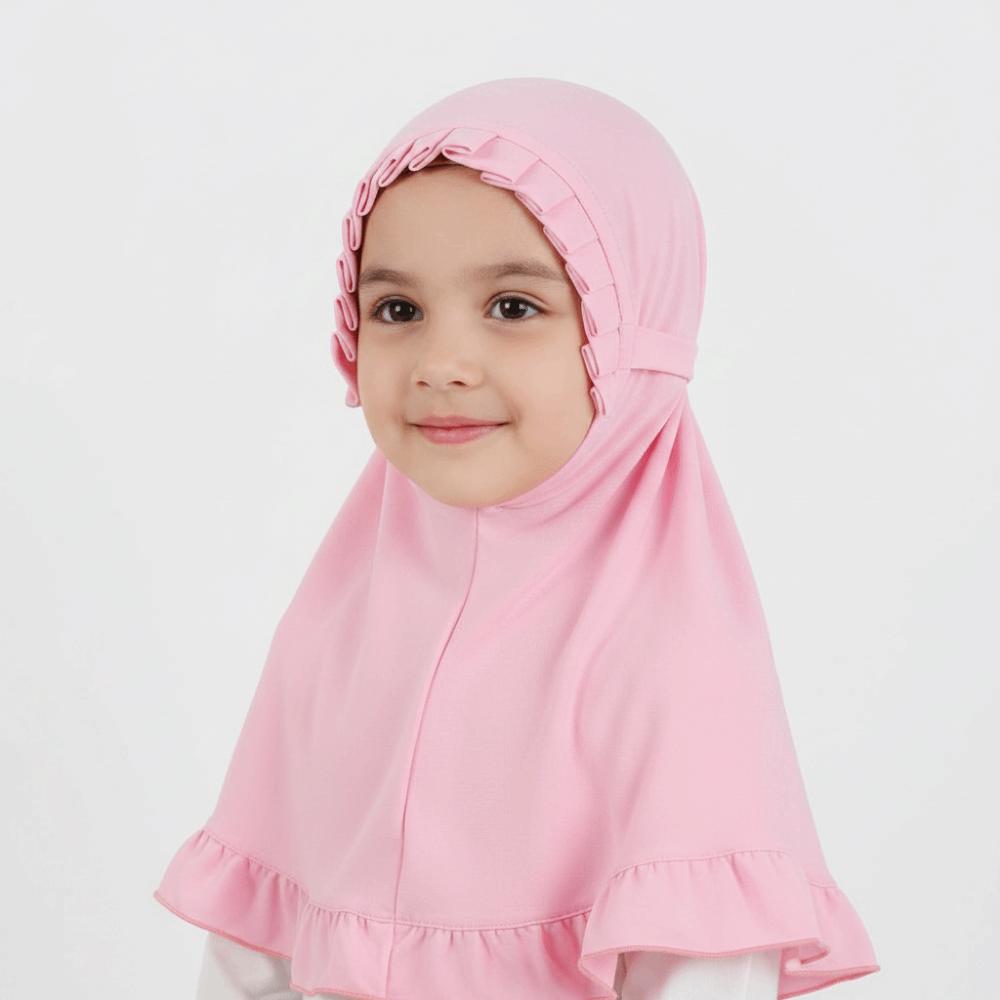 Breathable Girls Neck Shawl Crinkles Texture Solid Color Girls Muslim Hijab Soft Stretch Children Islamic Headscarf