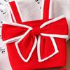 Elegante Completo Rosso da Bambina - Set Semplice Estivo con T-shirt con Fiocco e Pantaloncini