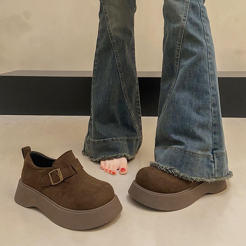 Yang Mi Style Women's Platform Loafers: 2025 Autumn Slip-On, Versatile Birkenstock-Inspired Shoes, Size 34