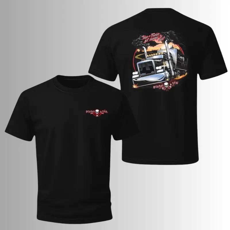 FSD Truck Driver T-Shirt with 2 Sides Graphic, Diesel Life Semi Truck Back Print XL