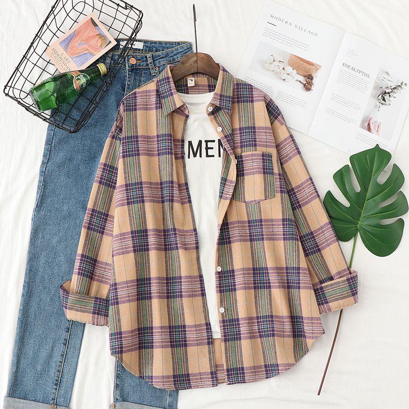 Plaid Shirts Womens Blouses Long Sleeve Lady Checked Tops Loose Female Outwear Casual Clothes Spring Autumn News 2026