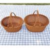 GrnArt Picnic Basket, Handwoven Wicker Basket, Washable, with Two Handles, Fruit Basket, Small Organizer, Stylish, Natural Material, Perfect for Fruit