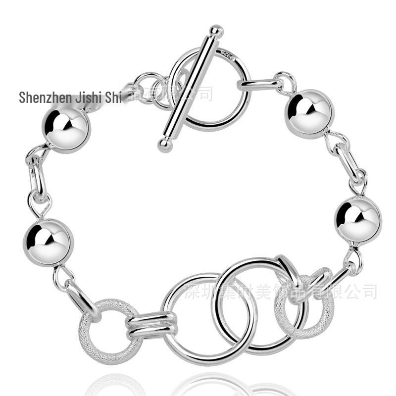 West Lake Beauty Women's Silver Smooth Bead Bracelet