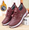 Mom Leather Fur Moccasins Women Sport Sneaker for Elderly Female Soft Warm Comfortable