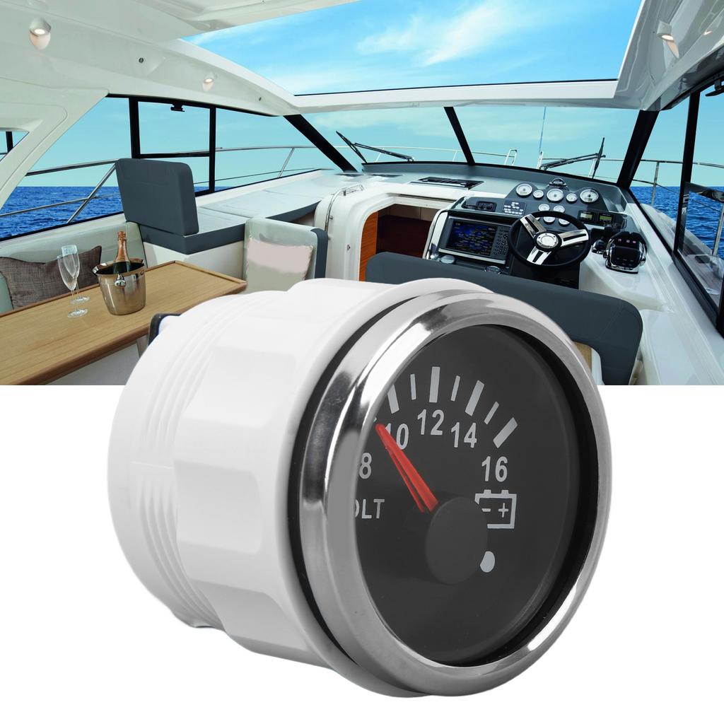 52MM Bootsvoltmeter 9 bis 32V Zeiger-Spannungsmesser mit farbiger Hintergrundbeleuchtung für Wohnmobile Yachten Fischerboote Schiffe