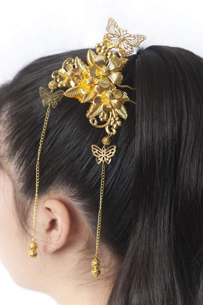 [Donnaly] Kanzashi Hairpin, Asian Style, Set of 2, Women's (ButterflyDouble Pin)