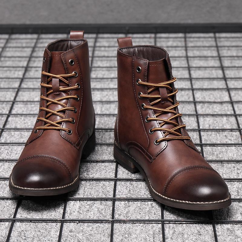 Men Fashion Boots New Arrival Britsh Vintage Leather Boots Shoes Men Boots Autumn Winter Design Men's Ankle Boots Plus Size