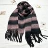 New Style Mohair Striped Colorful Scarf for Women in Winter Korean Style Thickened and Warm with Plush Scarf for Men