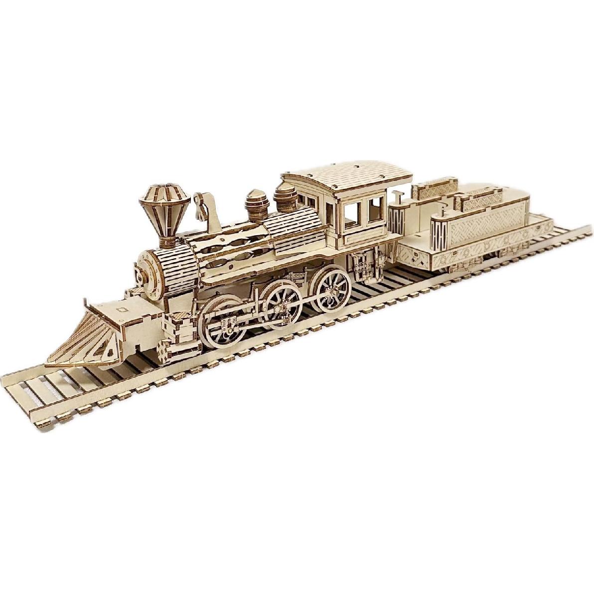 3D Wooden Puzzles for Adults DIY Wooden Steam Train Model Kits for Adults Wooden Locomotive Train Model, 18.7  × 2.6  × 4.1 , 3D Jiasaw Puzzles, 3D