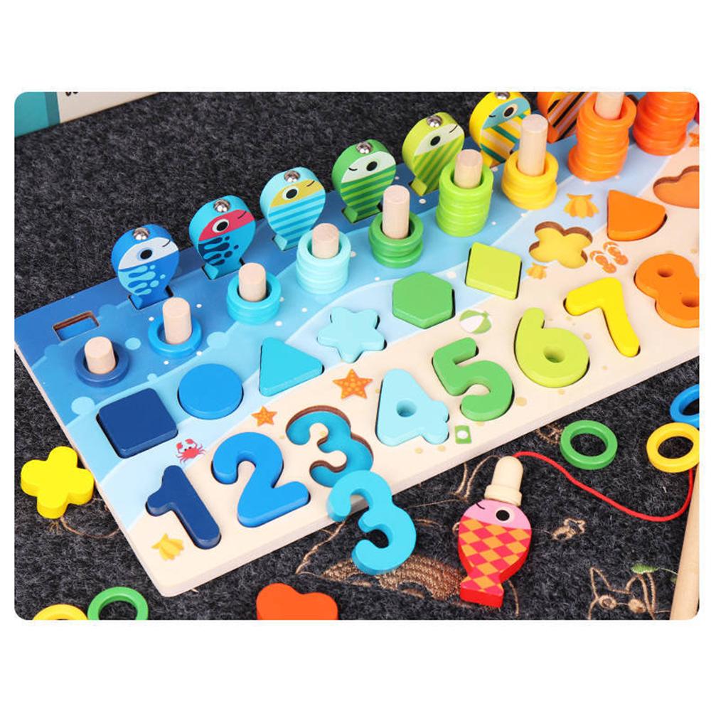 Wooden Number Puzzle Match Board Math Game Early Learning Toys Color Shape Sorting Number Counting Preschool Education