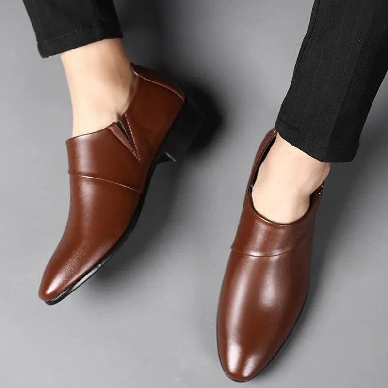 Men PU Leather Shoes Formal Dress Shoes for Male Plus Size Party Wedding Office Work Shoes Slip On Business Casual Oxfords