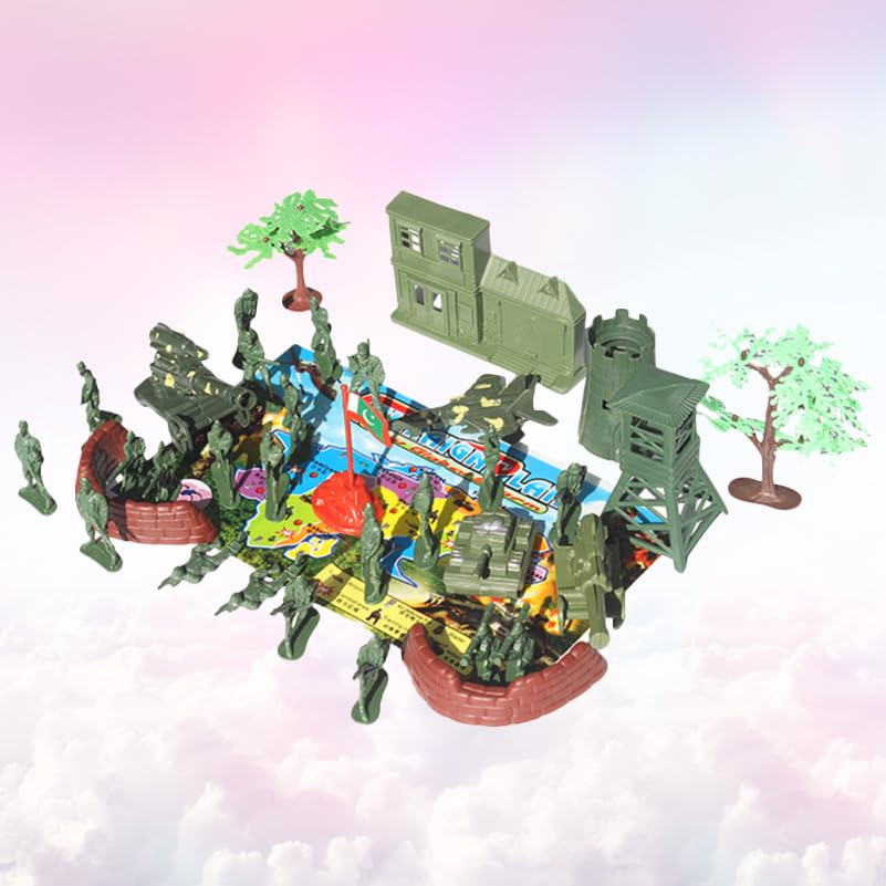 LIOOBO Military Vehicle Set, Simulation Military Scene Toy Set with Tanks, Aircraft, and Soldier Models, DIY Sandbox Play, Army Figures, Gift for