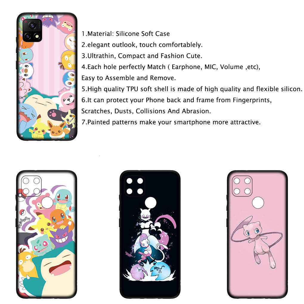 Kryt na iPhone 16 15 Xiaomi Redmi Note 14 13 12 11 Pro Max X 8 16e Samsung Galaxy S25 S24 S23 Moto OPPO Pouzdro na telefon Huawei Mewtwo Pokemon Pikachu Mew