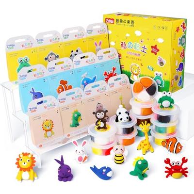 Zology 12-Piece Clay Set with Modeling Tools and Instructions, Animal Kingdom Air-Drying Colored Clay, Back-to-School Supplies, Children's Day Gift, H