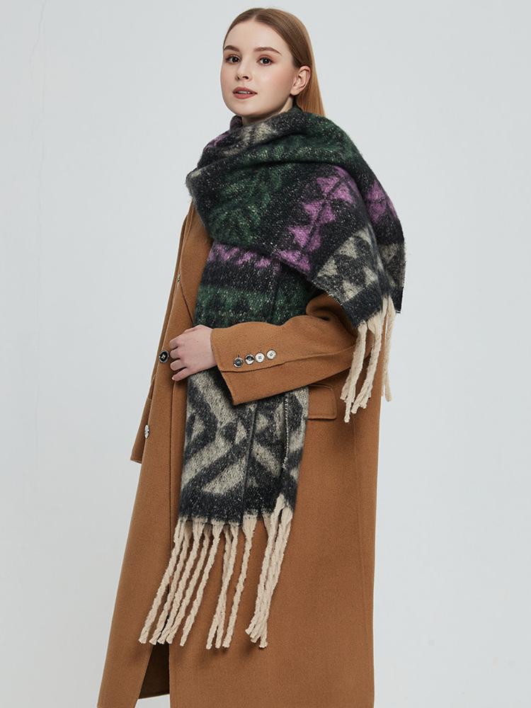 Neuer Damen Schal Kopftuch Winter Dame Retro Dick Warm Quaste Schals Pashmina Mujer Lange Wickeltücher Foulard Bufanda Boho