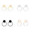 Korean Simple Geometric Round Stainless Steel Ear Studs for Women - Personalized Cartilage Jewelry