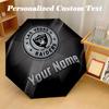 Las Vegas Raiders Automatic 8‑ribs Umbrella, Custom Name Text Personalized Folding Umbrella Rain Sun Gift